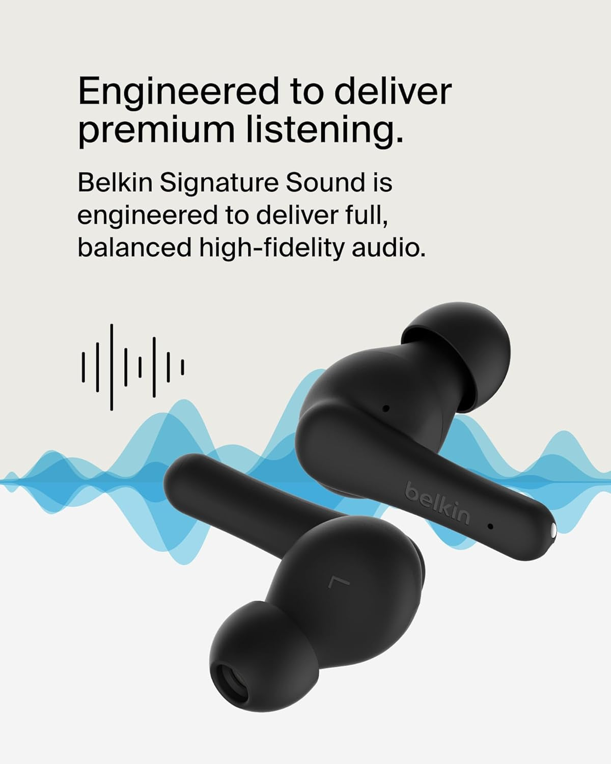 Soundform Rhythm True Wireless Earbuds with Built-In Microphone, USB-C Fast Charging, 28H Battery Life, IPX5 Water Resistance - Bluetooth Earbuds for Iphone, Ipad, Galaxy, Pixel, & More - Black