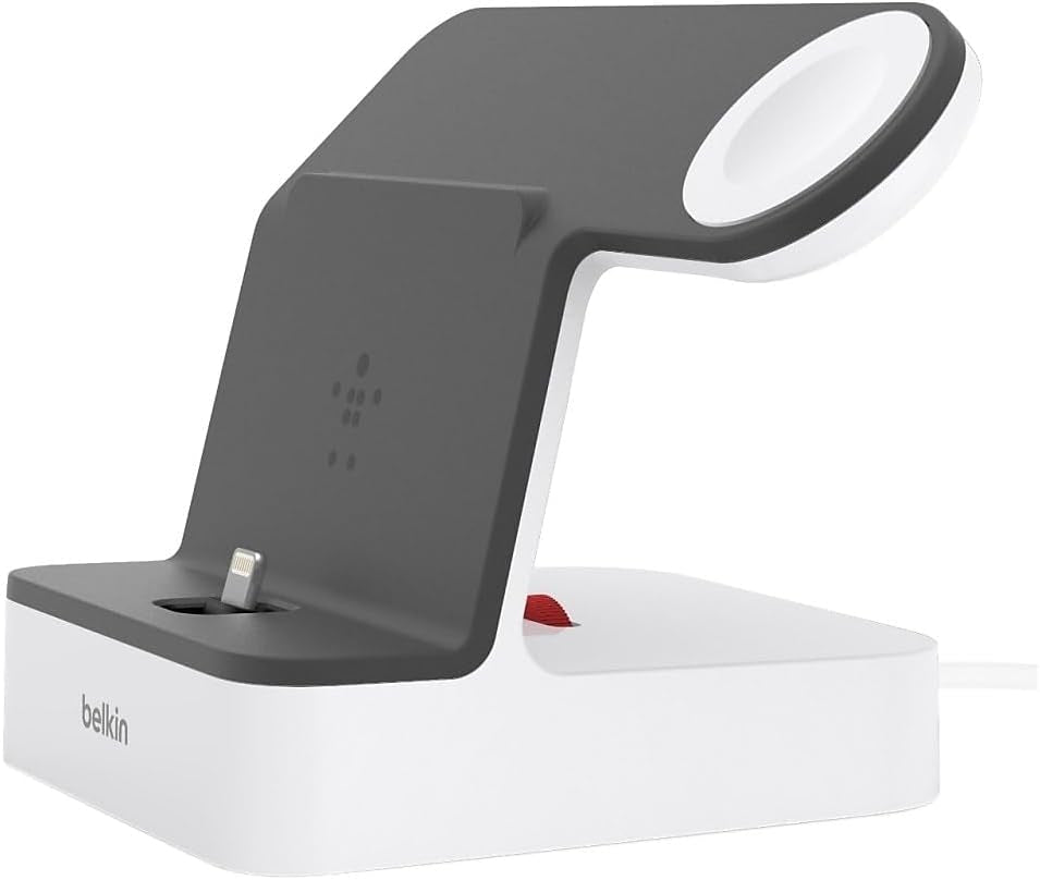 Belkin 2-In-1 Iphone & Apple Watch Charging Dock - Powerhouse Charging Station + Apple Watch Charging Stand - Designed for Iphone 6/7/8/X/Xs/Xr/Xs Max, Apple Watch Series 4, 3, 2, & 1