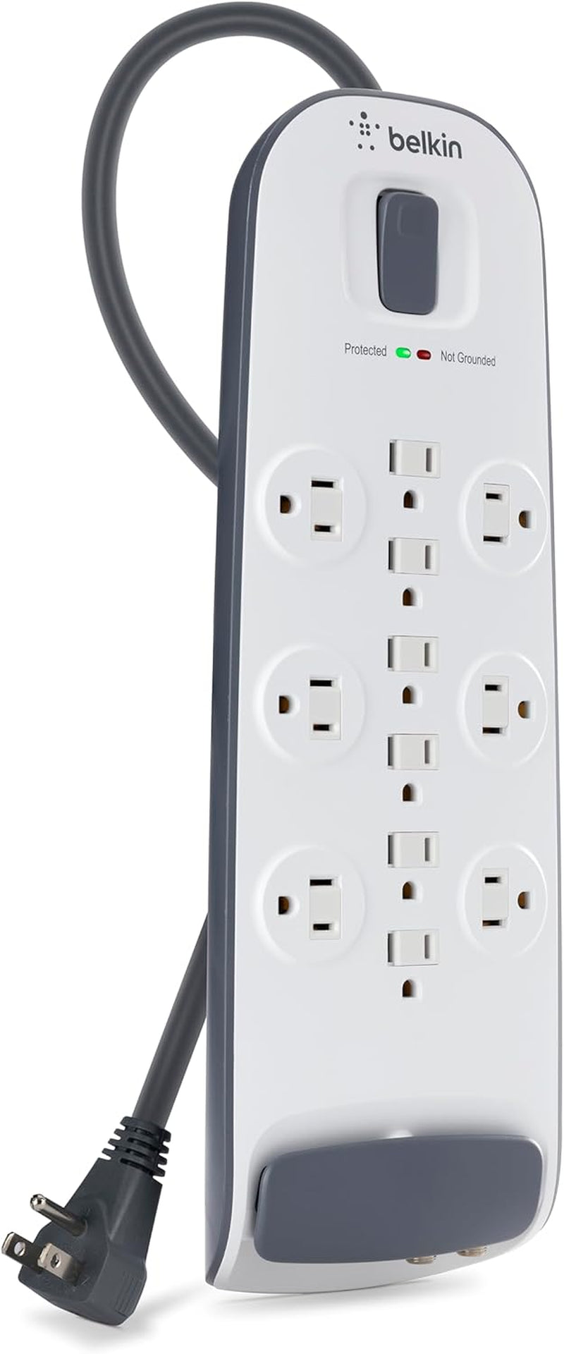 Power Strip Surge Protector - 12 AC Multiple Outlets, Ethernet & Cable Protection - 8 Ft Long Extension Cord for Home, Office, Travel, Computer Desktop & Phone Charger - 3996 Joules, White