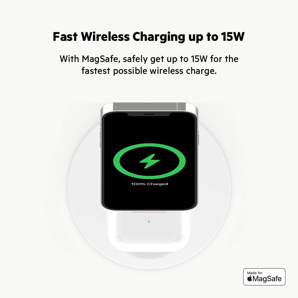 Magsafe 2-In-1 Wireless Charging Stand for Apple Iphone 16, Iphone 15, Iphone 14, & Iphone 13 Series & Airpods - Magsafe Fast Charging Station for Multiple Devices - White