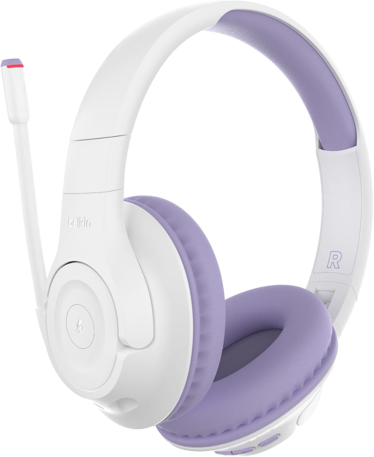 Soundform Inspire Wireless Over-Ear Headset for Kids, Online Learning & Travel W/Built-In Microphone, 85Db Safe Volume Limit, 35H Battery - Compatible W/Iphone, Ipad, Galaxy & More - Lavender
