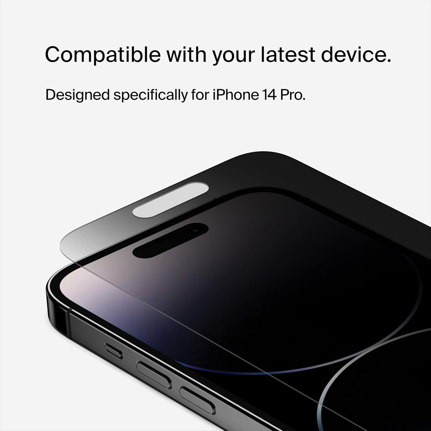 Screenforce Temperedglass Privacy Screen Protector for Iphone 14 Pro - Treated Surface with Anti-Fingerprint Coating and Included Easy Align Tray for Bubble Free Application