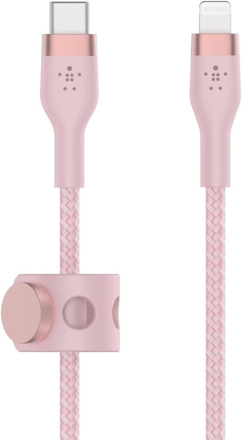 Boostcharge Pro Flex Braided USB-C to Lightning Cable (2M/6.6Ft), Mfi Certified 20W Fast Charging PD Power Delivery for Iphone 14, Iphone 13, 12, 11, Pro, Pro Max, Mini, SE, Ipad - Pink