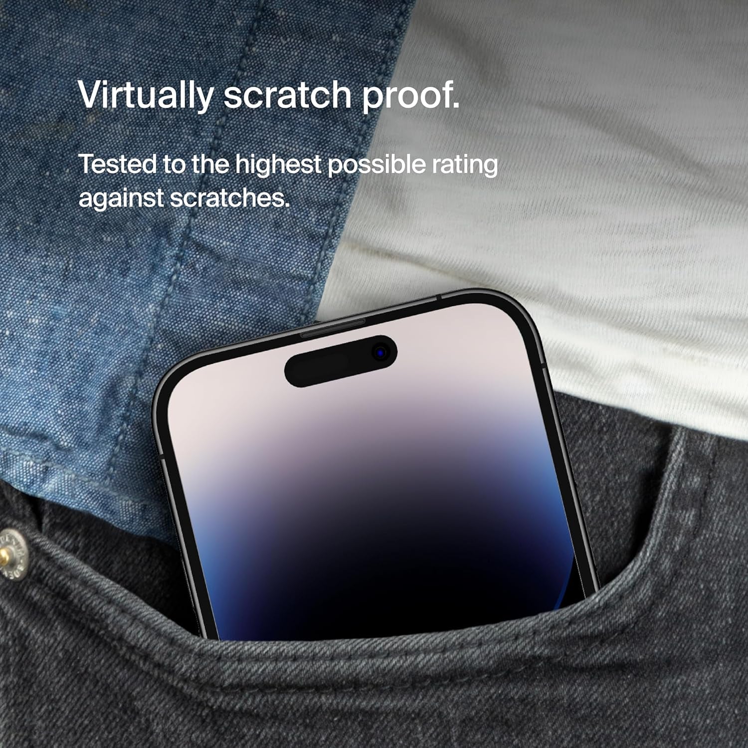 Screenforce Temperedglass Privacy Screen Protector for Iphone 14 Pro - Treated Surface with Anti-Fingerprint Coating and Included Easy Align Tray for Bubble Free Application