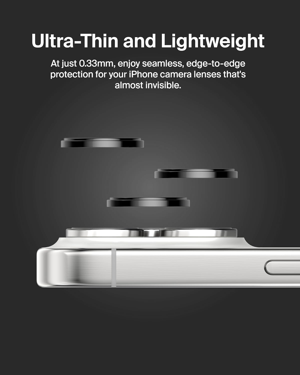 Screenforce Temperedglass Camera Lens Protector for Apple Iphone 15 Pro, 15 Pro Max - Case-Compatible Tempered Glass Lens Cover, Apple Iphone Accessories - 2-Pack