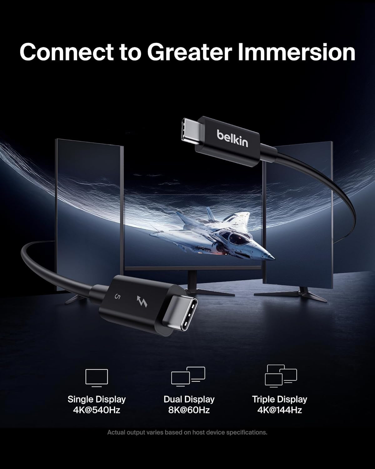 3.3Ft USB-C Thunderbolt 5 Cable W/ 240W Power Delivery, Bandwidth Boost up to 120Gbps, 3X Faster Data Transfer, and 4K UHD Display Resolution - Intel-Certified Fast Charging USB-C Cable - Black