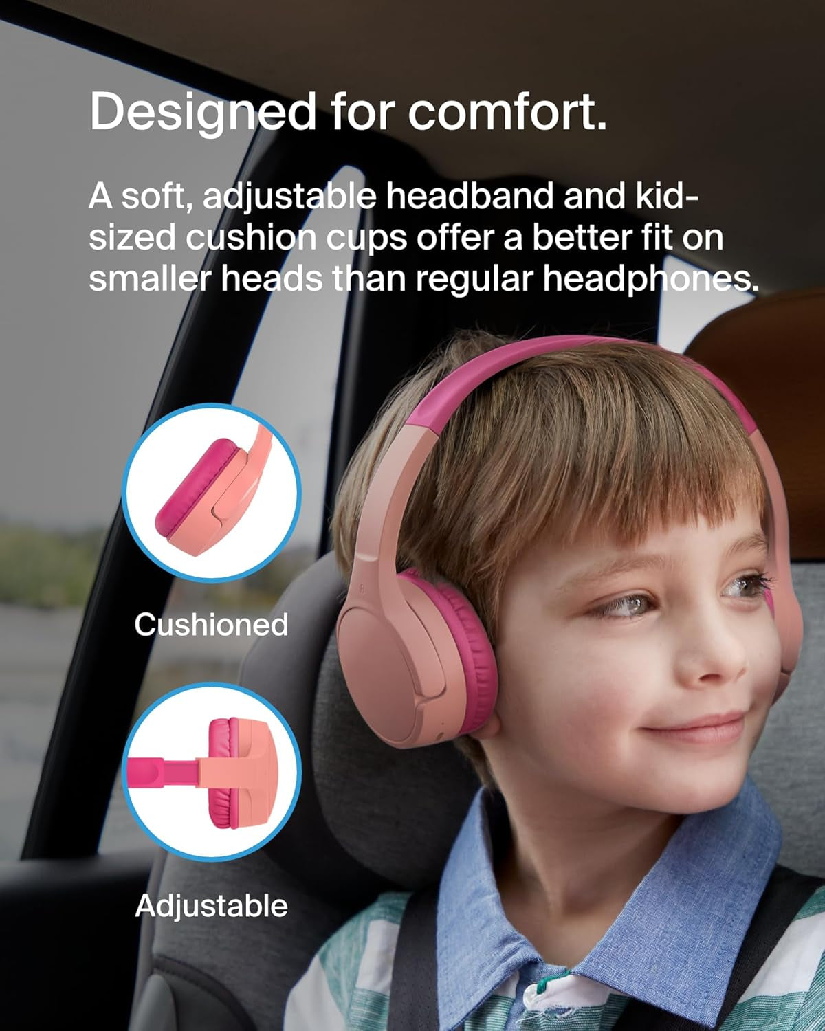 Soundform Kids on Ear Headphones, Pink