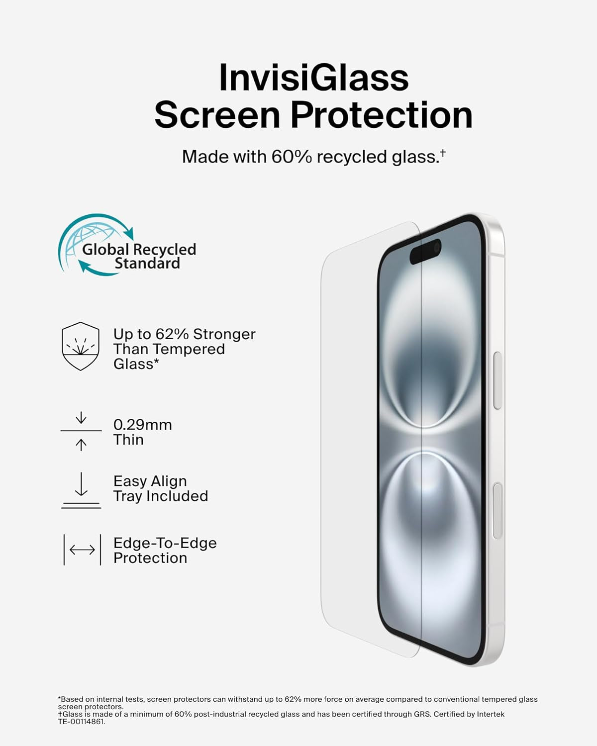 Screenforce Invisiglass Treated Screen Protector for Iphone 16, 15, & 14 Pro, Scratch-Resistant Impact Protection W/Included Easy Align Tray for Bubble Free Application