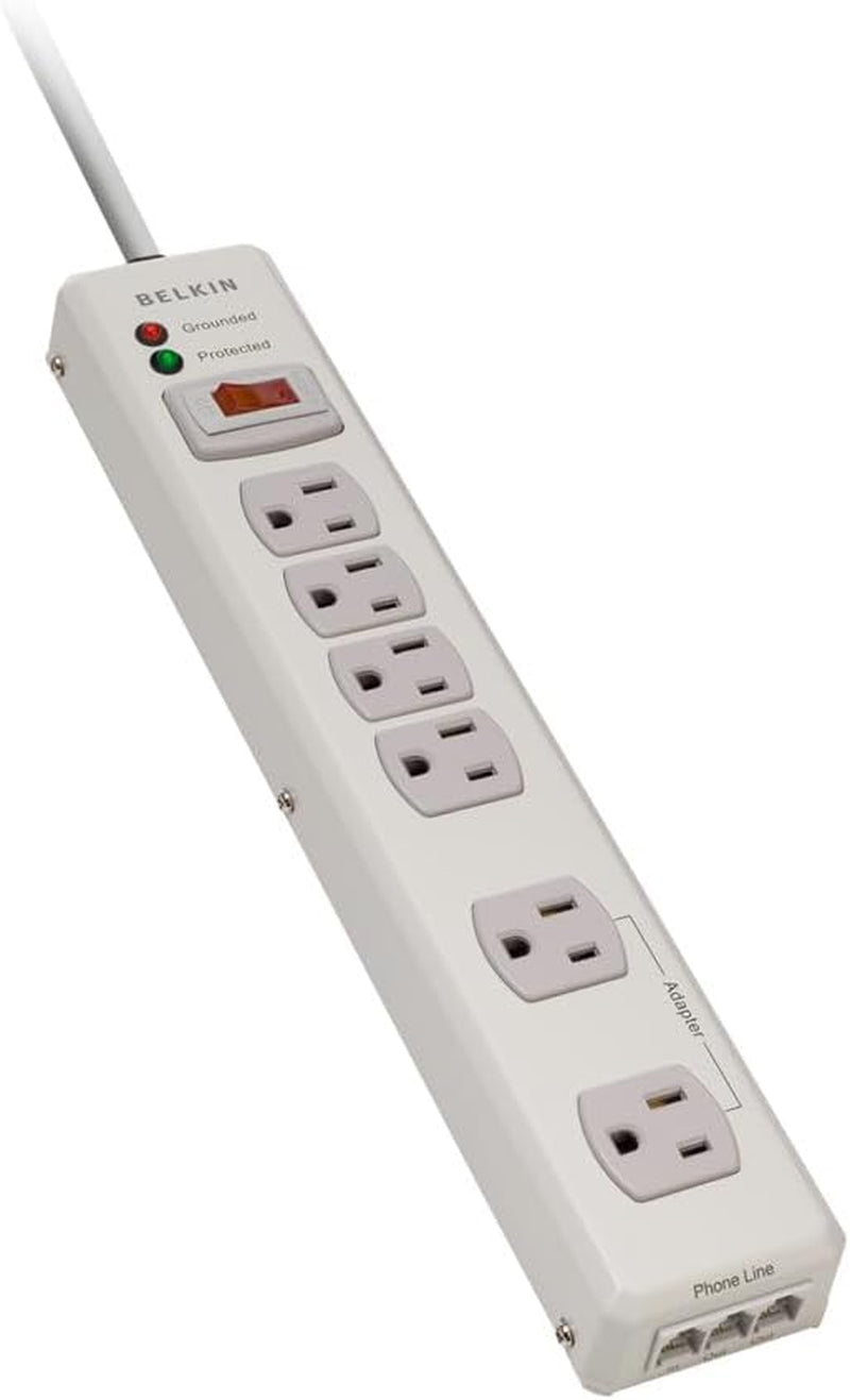 Belkin 6-Outlet Metal Power Strip Surge Protector, 6Ft, Beige