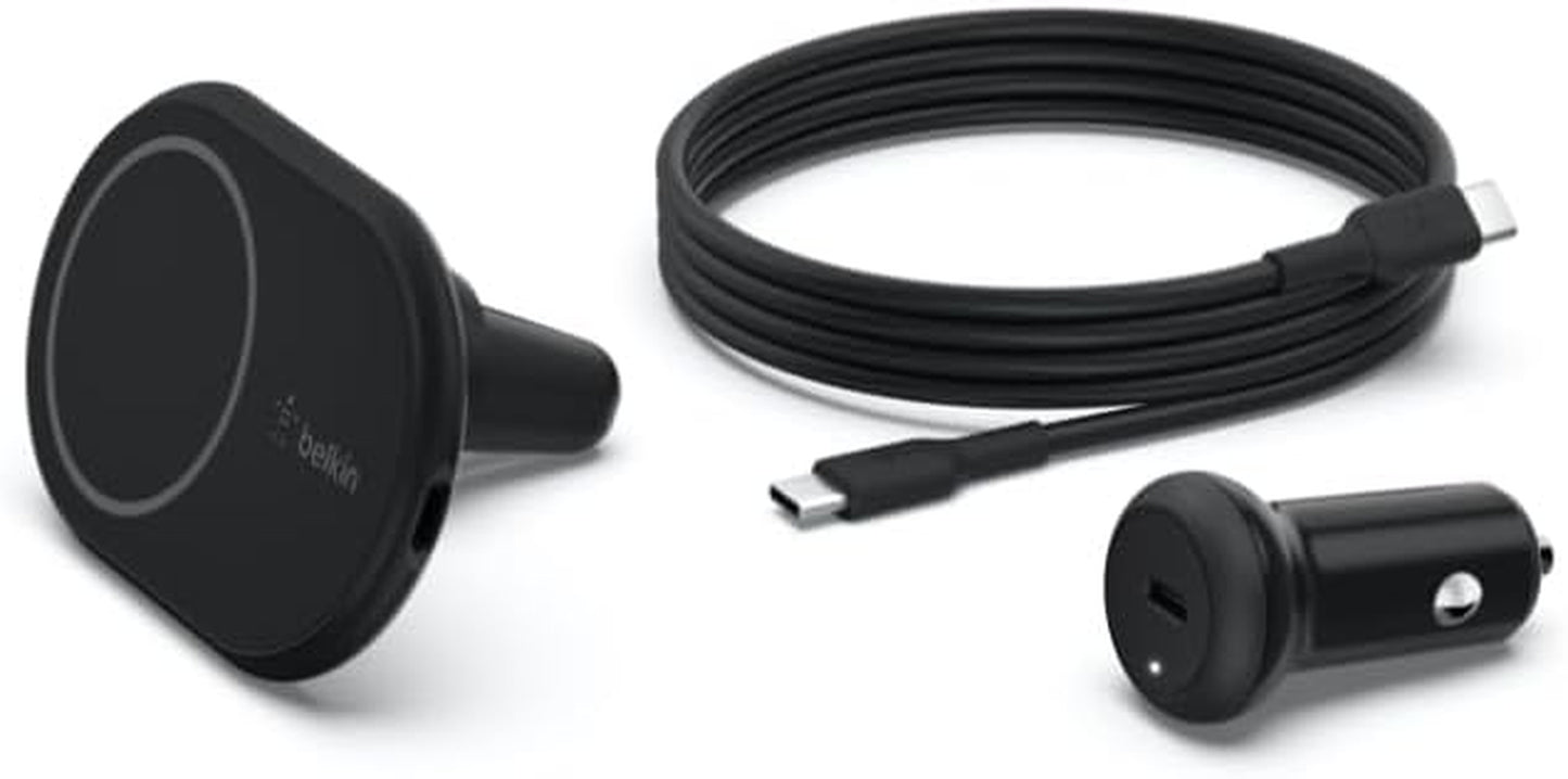 Magsafe-Compatible Magnetic Wireless Car Charger 10W - Wireless Charger, Magnetic Car Vent Phone Mount for Iphone 17, Iphone 16, 15, & 14 Series, Pixel 10 (Power Supply Included) - Black