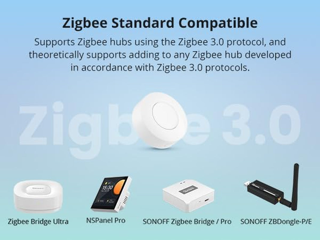 Zigbee Wireless Push Button Switch SNZB-01P - 2 Pack, Supports Smart Scene Creation and Device Control via Ewelink App (Zigbee Bridge Required)