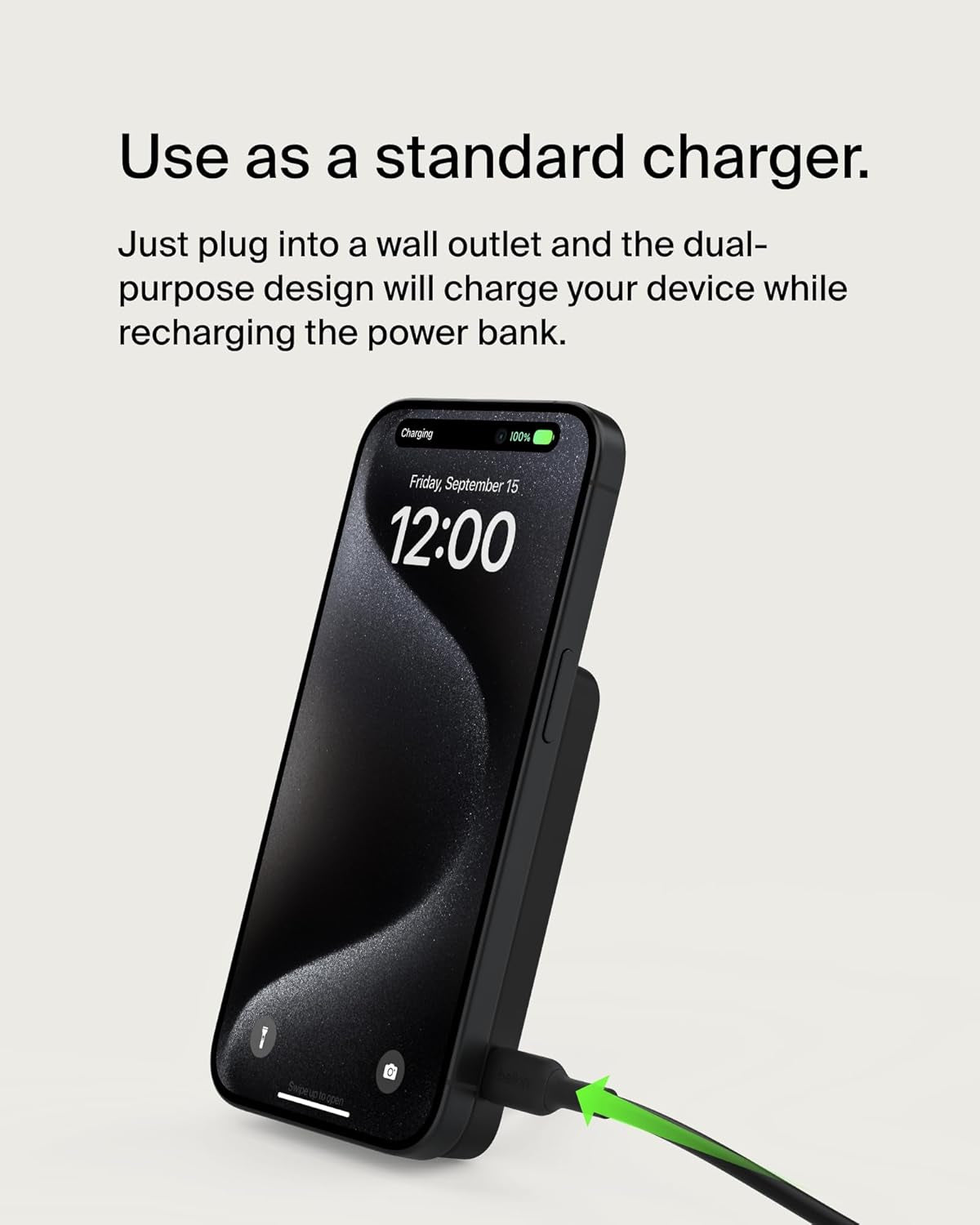 Portable Charger, Wireless Power Bank 15W 5000Mah W/ Qi2, Magsafe Charger + Built-In Pop-Up Kickstand - Iphone 17, Air, Pro, Pro Max, Airpods, Apple Watch, Google Pixel 10, Etc. - Black