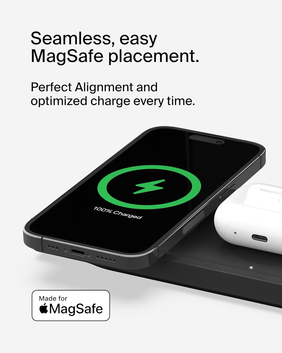 Magsafe 3-In-1 Wireless Charging Pad - Fast Wireless Charging for Apple Watch, Iphone 17, Iphone 16, Iphone 15, & Iphone 14 Series, & Airpods - Charging Station for Multiple Devices - Black