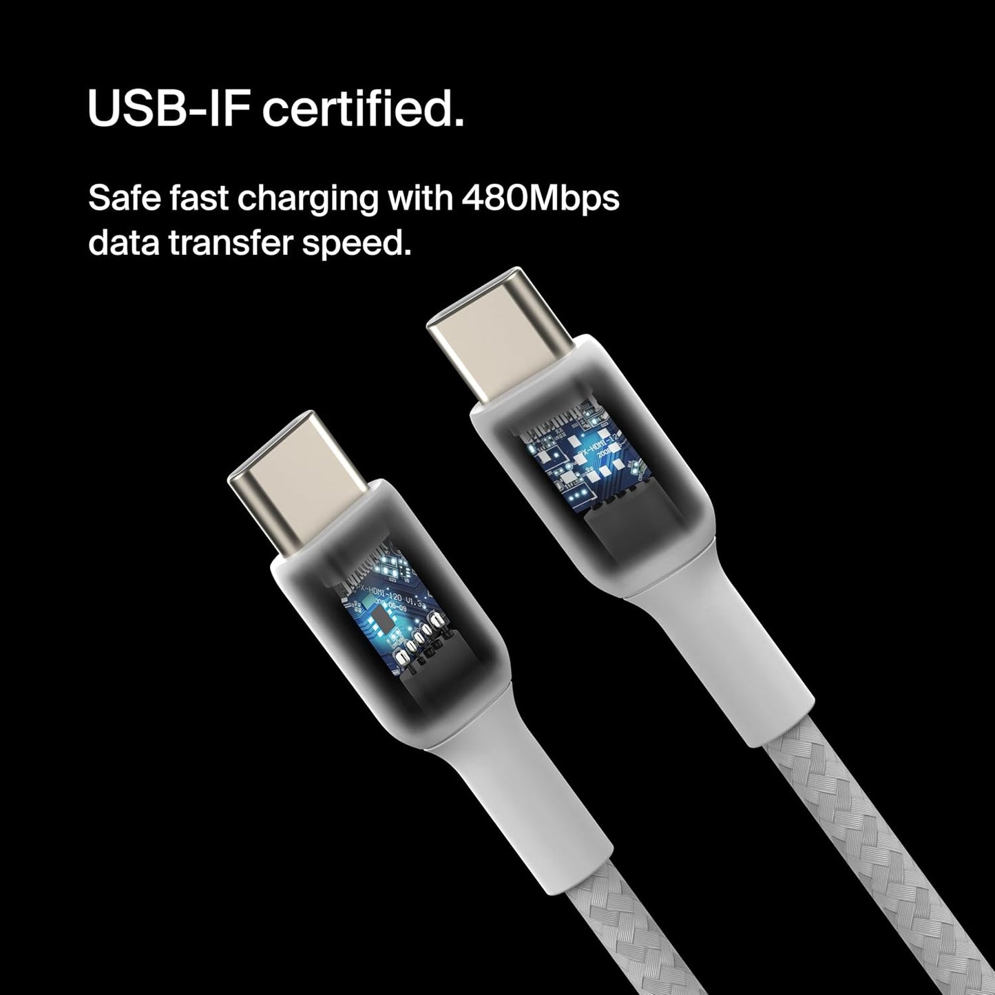 Boostcharge Braided USB-C to USB-C Cable (2M/6.6Ft) for Iphone 17, Iphone 17 Pro, Iphone 16, Iphone 16 Pro, Galaxy S25, S24, Note, Pixel 9, Ipad Pro, Nintendo Switch 2 & More - White (2-Pack)