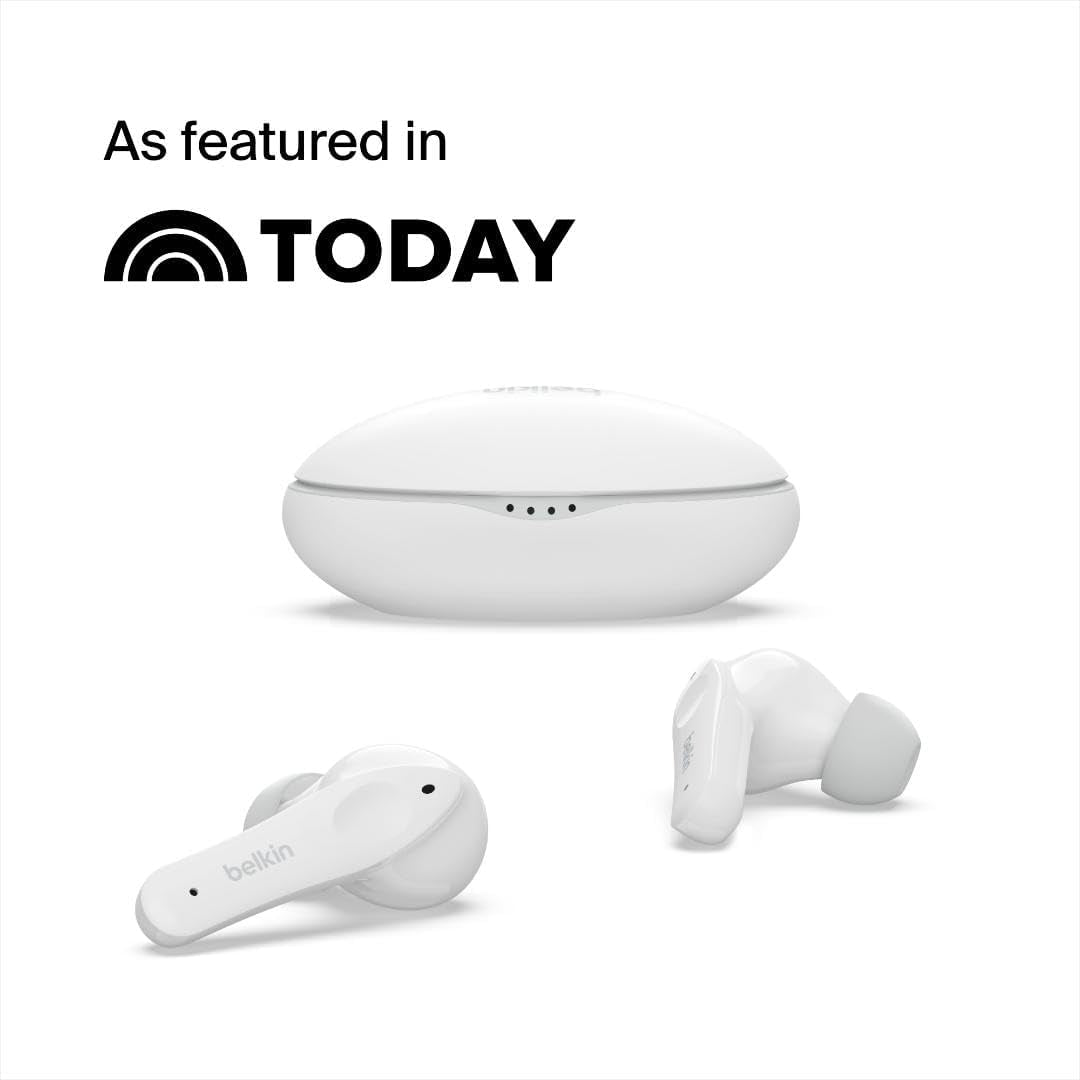 Soundform Nano - Bluetooth Earbuds for Kids with Built-In Microphone, 24H Battery Life, 85Db Safe Volume Limit - Kids Bluetooth Earbuds for Iphone, Ipad, Galaxy & More - White