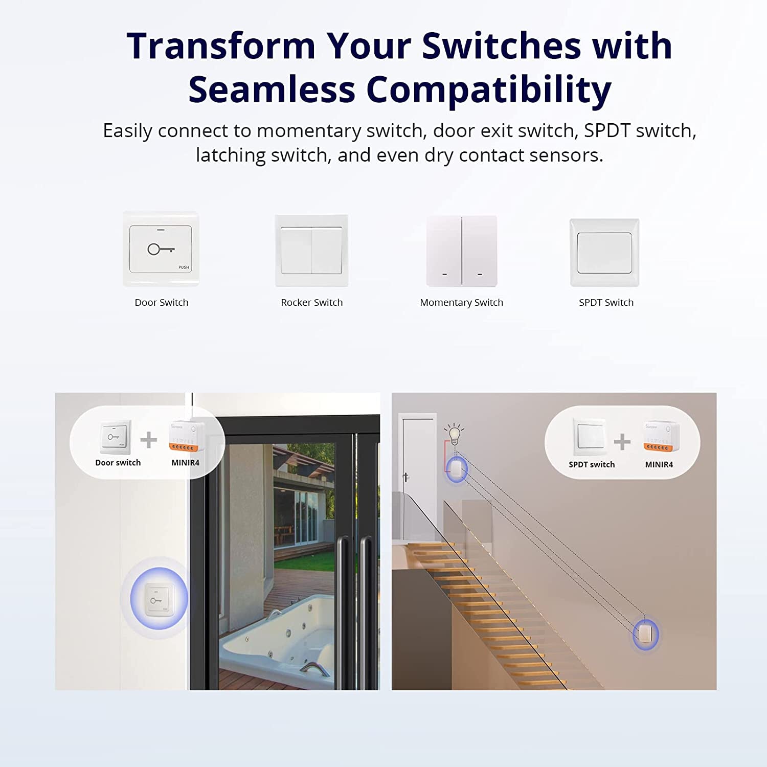 MINIR4 10A Smart WiFi Wireless Light Switch - Universal DIY Module for Smart Home Automation, Compatible with Alexa and Google Home, No Hub Required, Pack of 4