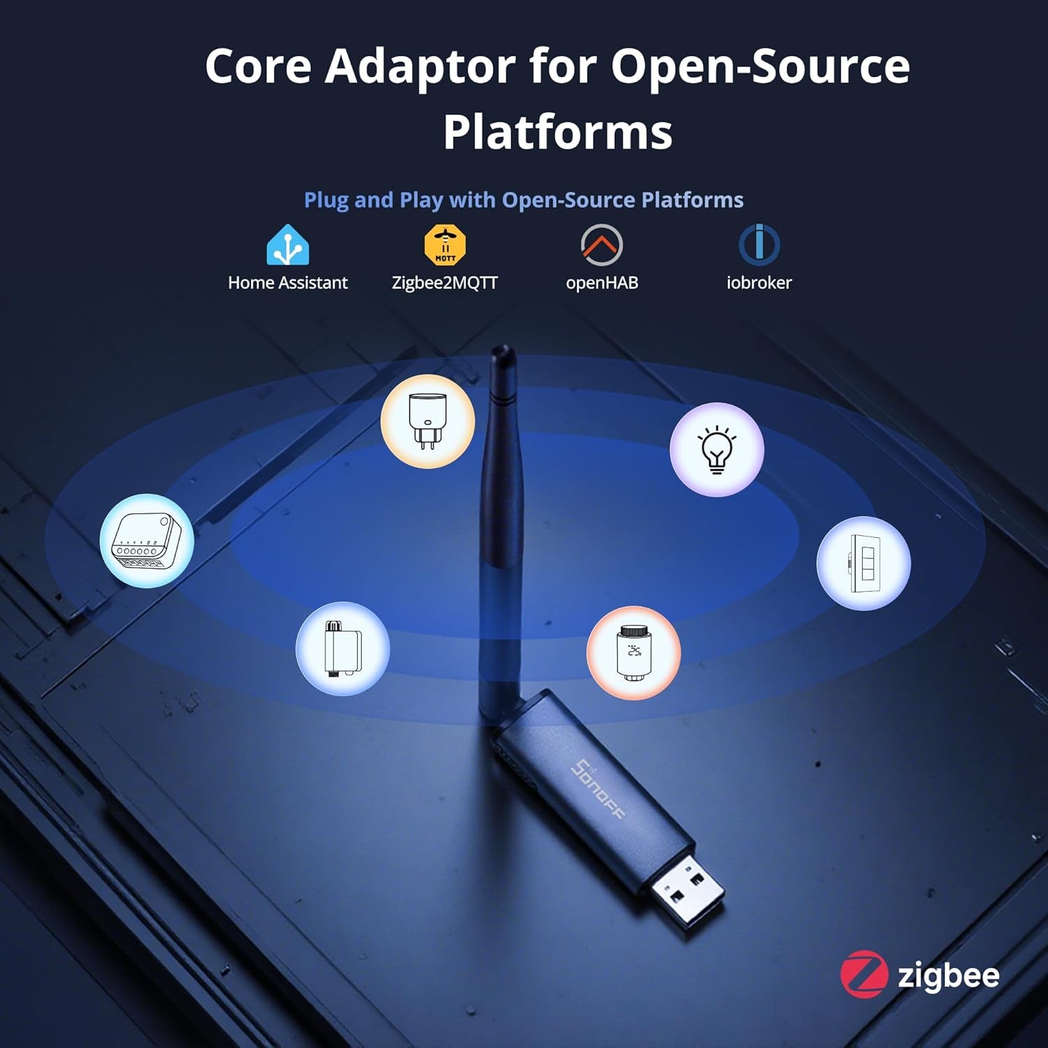 Zigbee 3.0 USB Dongle with MG24 Gateway, EFR32MG24, and Thread Compatibility for Home Assistant and Zigbee2Mqtt Integration