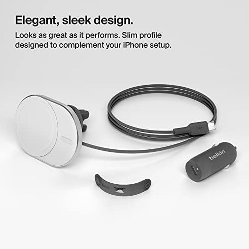 Magsafe-Compatible Wireless Car Charger 15W, Fast Charging Wireless Charger - Powerful Magnetic Vent Holder for Iphone 17, 16, 15, 14, 13 Series, Pixel 10, Secure Car Phone Mount - White