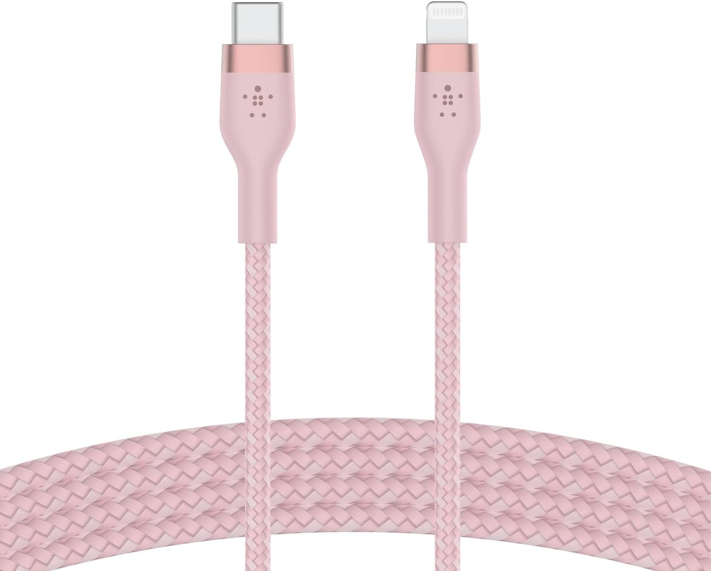 Boostcharge Pro Flex Braided USB-C to Lightning Cable (2M/6.6Ft), Mfi Certified 20W Fast Charging PD Power Delivery for Iphone 14, Iphone 13, 12, 11, Pro, Pro Max, Mini, SE, Ipad - Pink