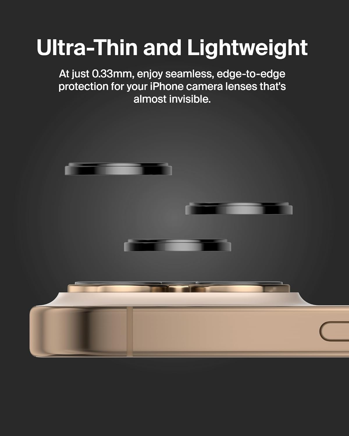 Screenforce Temperedglass Camera Lens Protector for Apple Iphone 16 Pro, 16 Pro Max - Case-Compatible Tempered Glass Lens Cover, Apple Iphone Accessories - 2-Pack