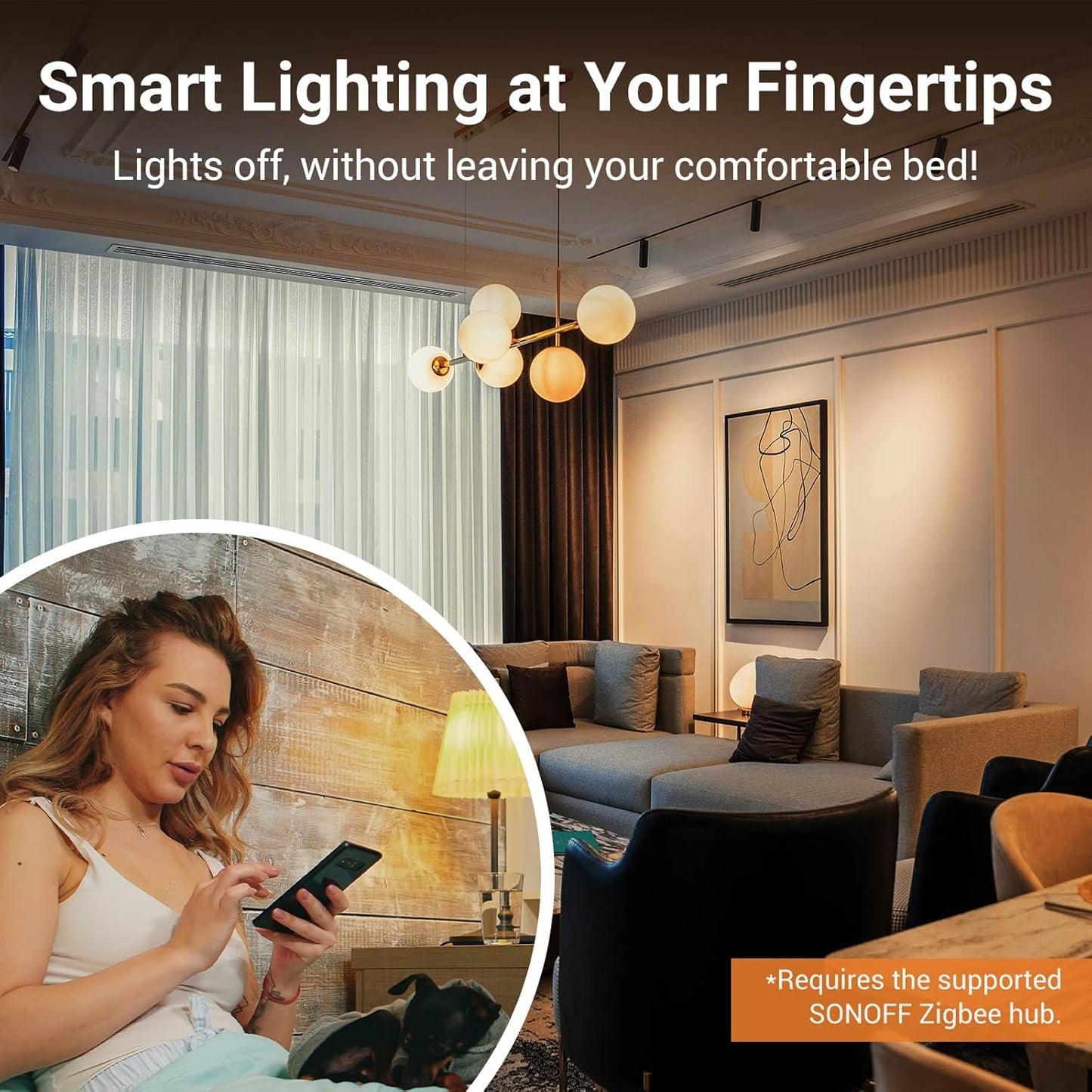 Zigbee Smart Light Switch with Optional Neutral, Compatible with Zigbee Hub, Voice Control via Alexa and Google Home, Model ZBM5-2C-120W