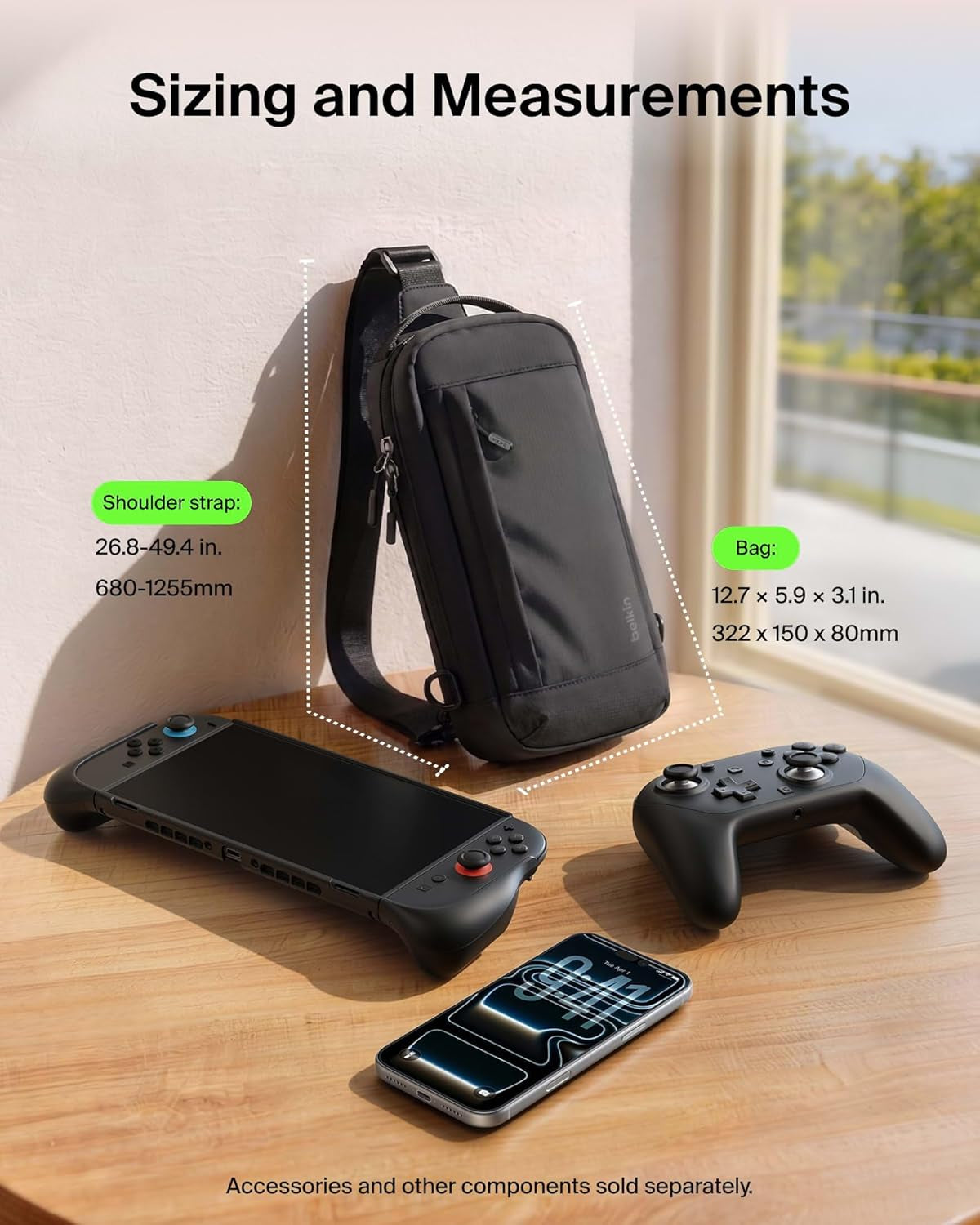 Nintendo Switch 2 Carrying Case, Sling Crossbody Travel Bag, Fits up to 2 Pro Controllers with 10 Game Cartridge Slots, Soft Interior & Lightweight Protective Gaming Pouch, Switch 2 Accessories