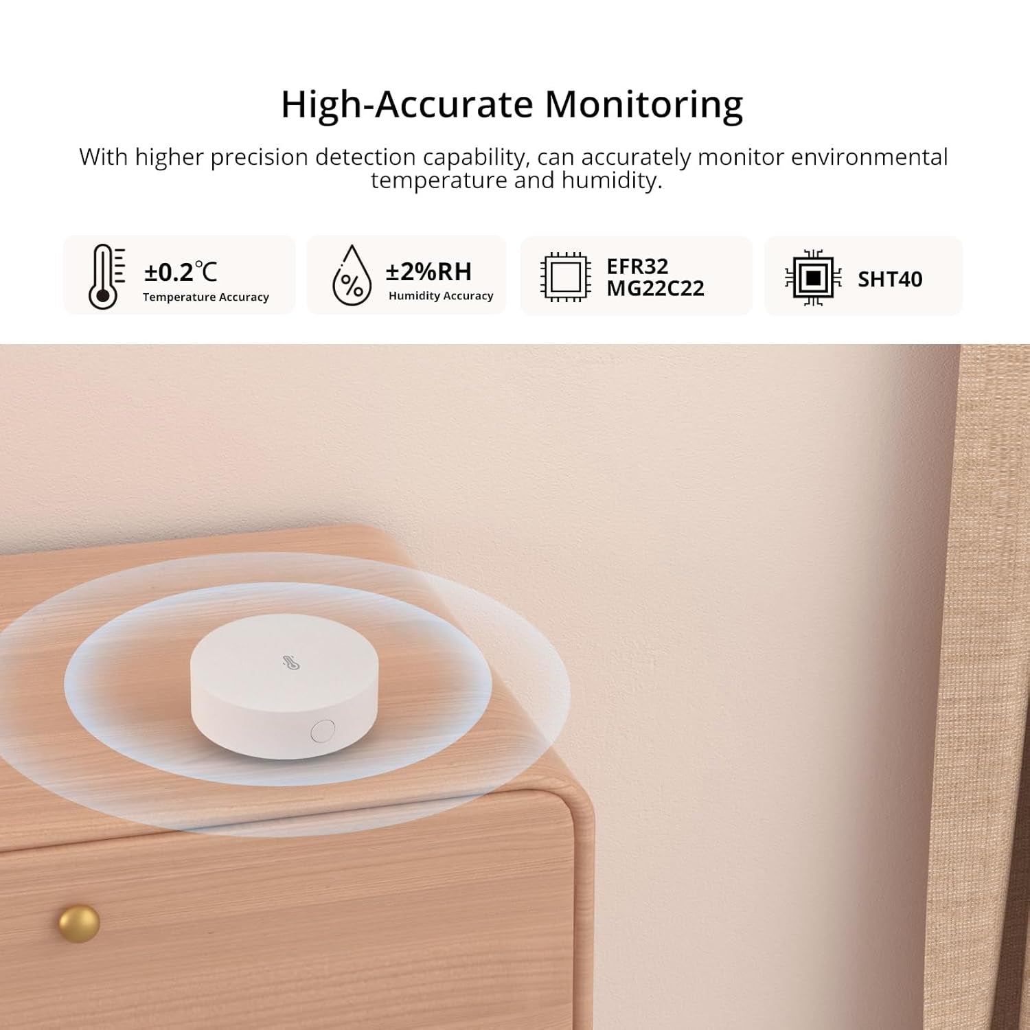 SNZB-02P Zigbee Indoor Temperature and Humidity Sensor - Thermometer and Hygrometer with Alerts, Compatible with Alexa & Google Home for Remote Monitoring and Home Automation, Requires Zigbee 3.0 Hub, Pack of 2