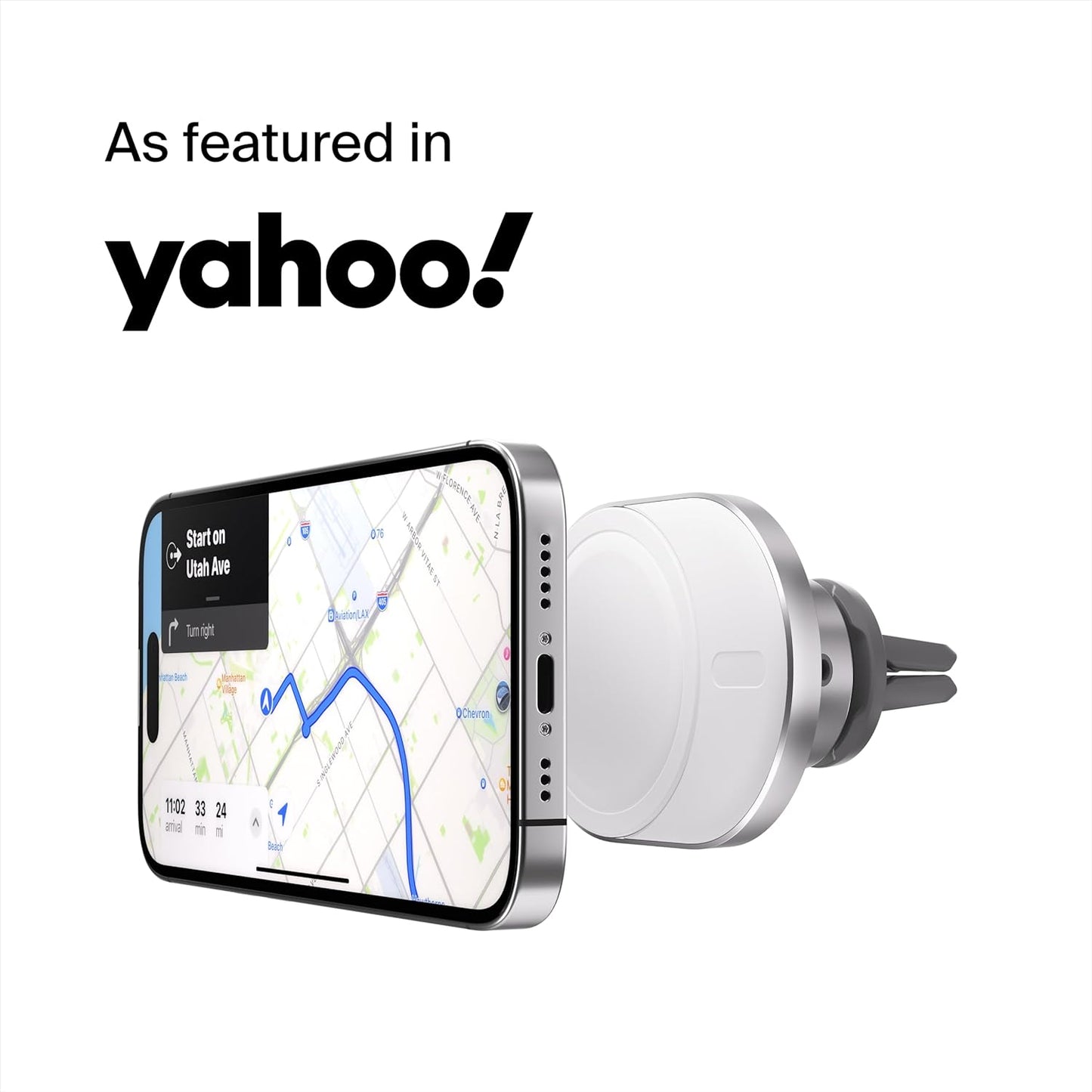 Magsafe-Compatible Wireless Car Charger 15W, Fast Charging Wireless Charger - Powerful Magnetic Vent Holder for Iphone 17, 16, 15, 14, 13 Series, Pixel 10, Secure Car Phone Mount - White