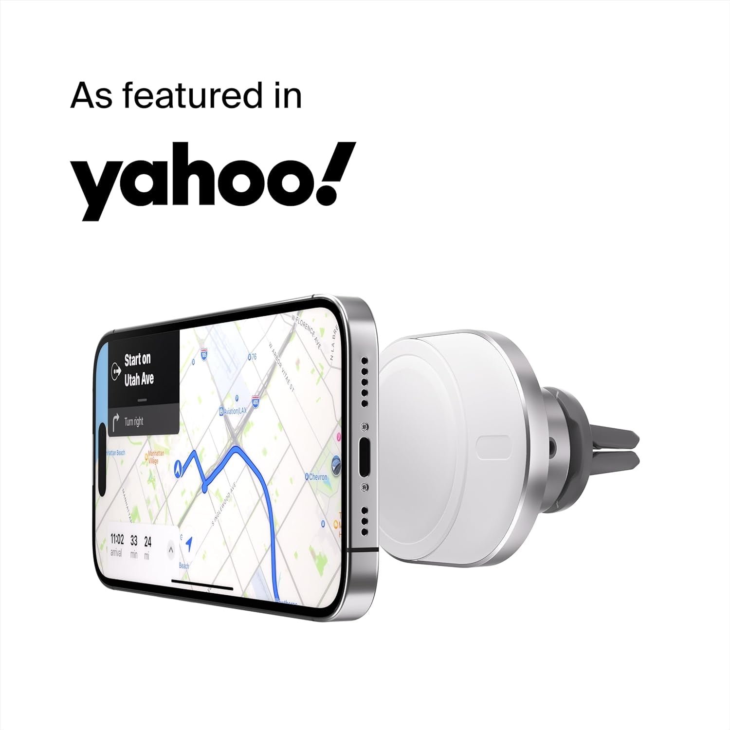 Magsafe-Compatible Wireless Car Charger 15W, Fast Charging Wireless Charger - Powerful Magnetic Vent Holder for Iphone 17, 16, 15, 14, 13 Series, Pixel 10, Secure Car Phone Mount - White