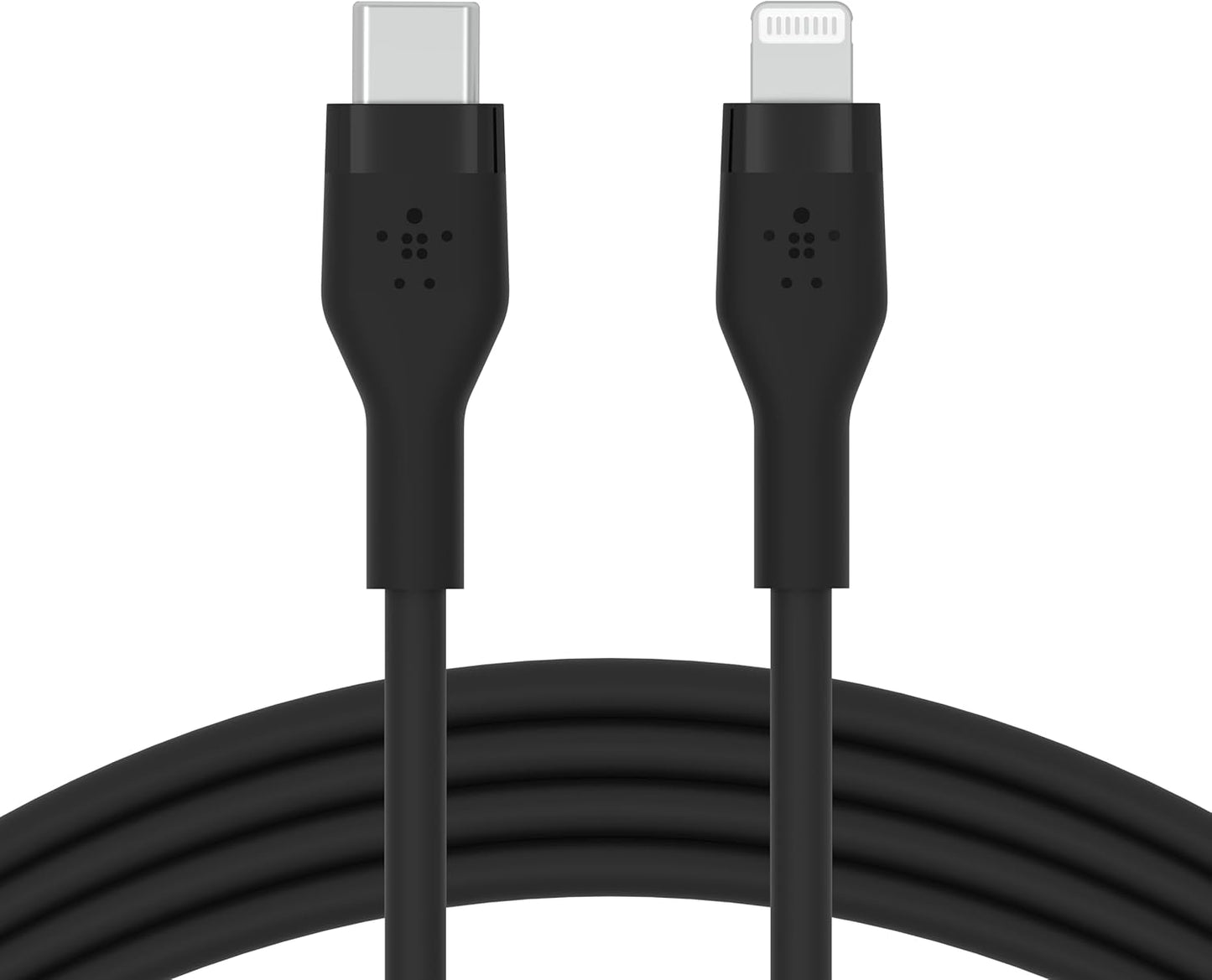 Boostcharge Flex Silicone USB-C to Lightning Cable (1M/3.3FT), Mfi-Certified Charging Cable for Iphone Series with Cable Clip - Black