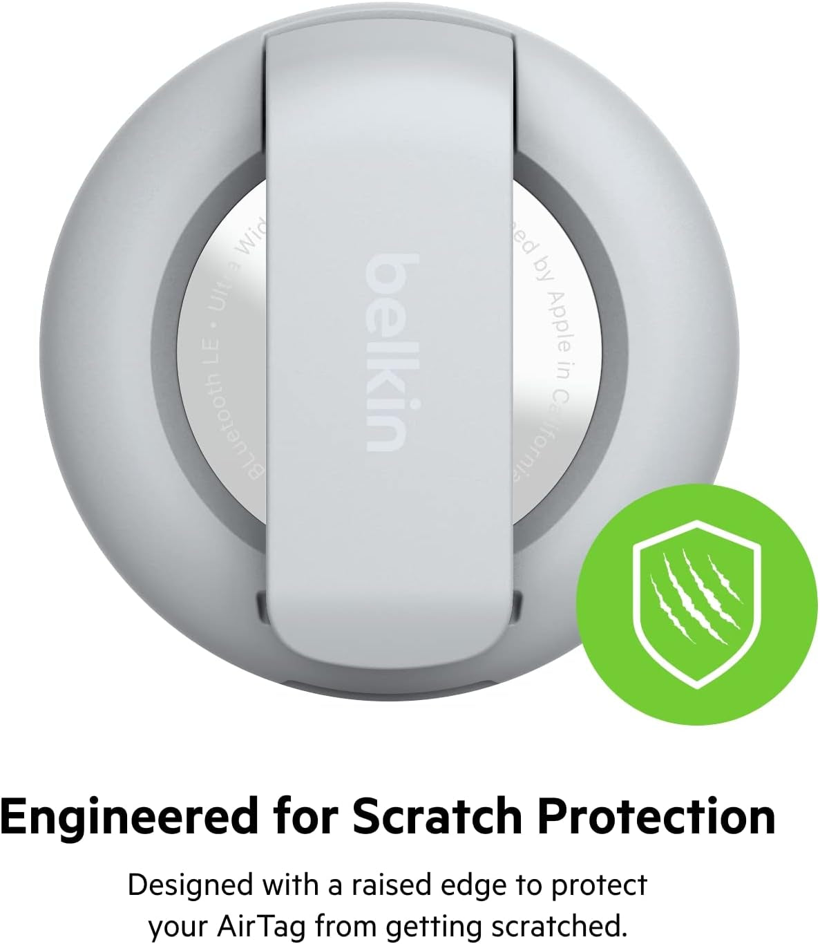 Apple Airtag Secure Holder with Clip - Airtag Holder - Durable Scratch Resistant Airtag Case - Apple Air Tag Case with Spring Loaded Clip - Attach to Backpack, Clothing, & Luggage - Light Gray