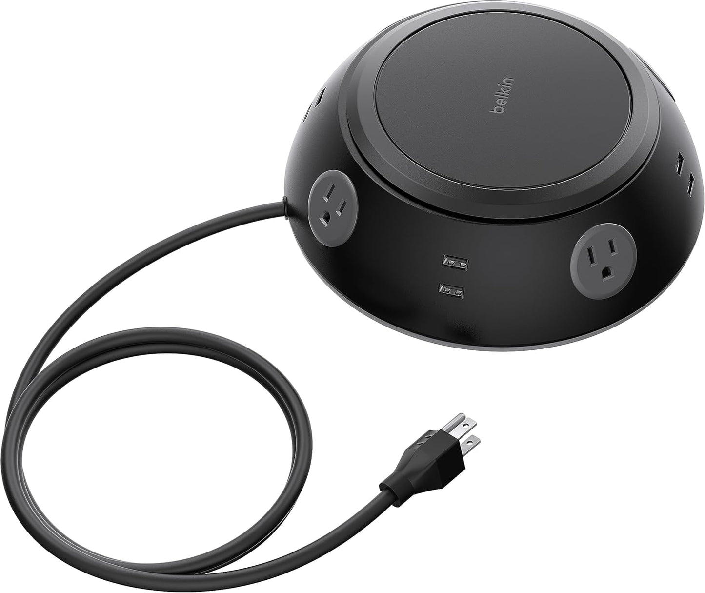 Belkin round Surge Protector - 4 Outlet Surge Protector - Includes 8 Fast-Charging Usb-A Ports W/ 6 Ft Heavy Duty Flat Plug Extension Cord for Conference Rooms, Computer Desktops, & More (1080 Joules)