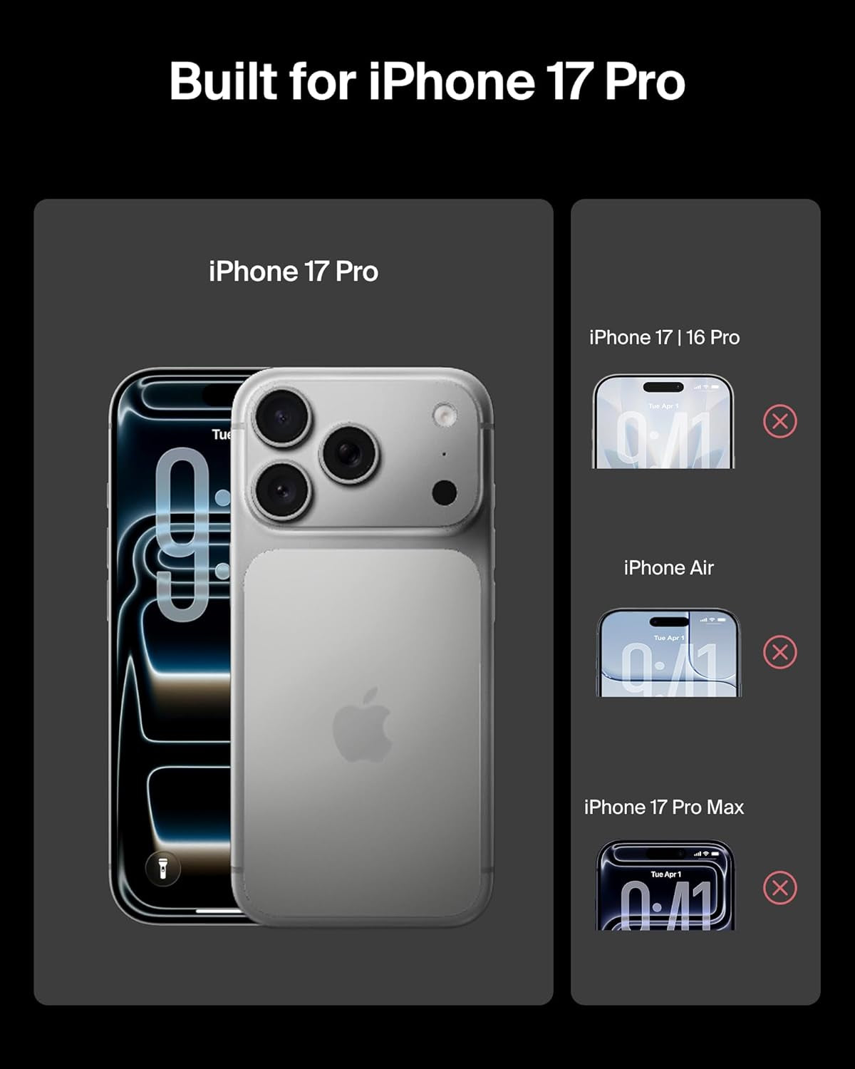 Screenforce Ultraglass 2 Screen Protector for Iphone 17 Pro, 25X Stronger Glass, Scratch-Resistant & Impact Protection, Easy Align Tray for Bubble-Free Application