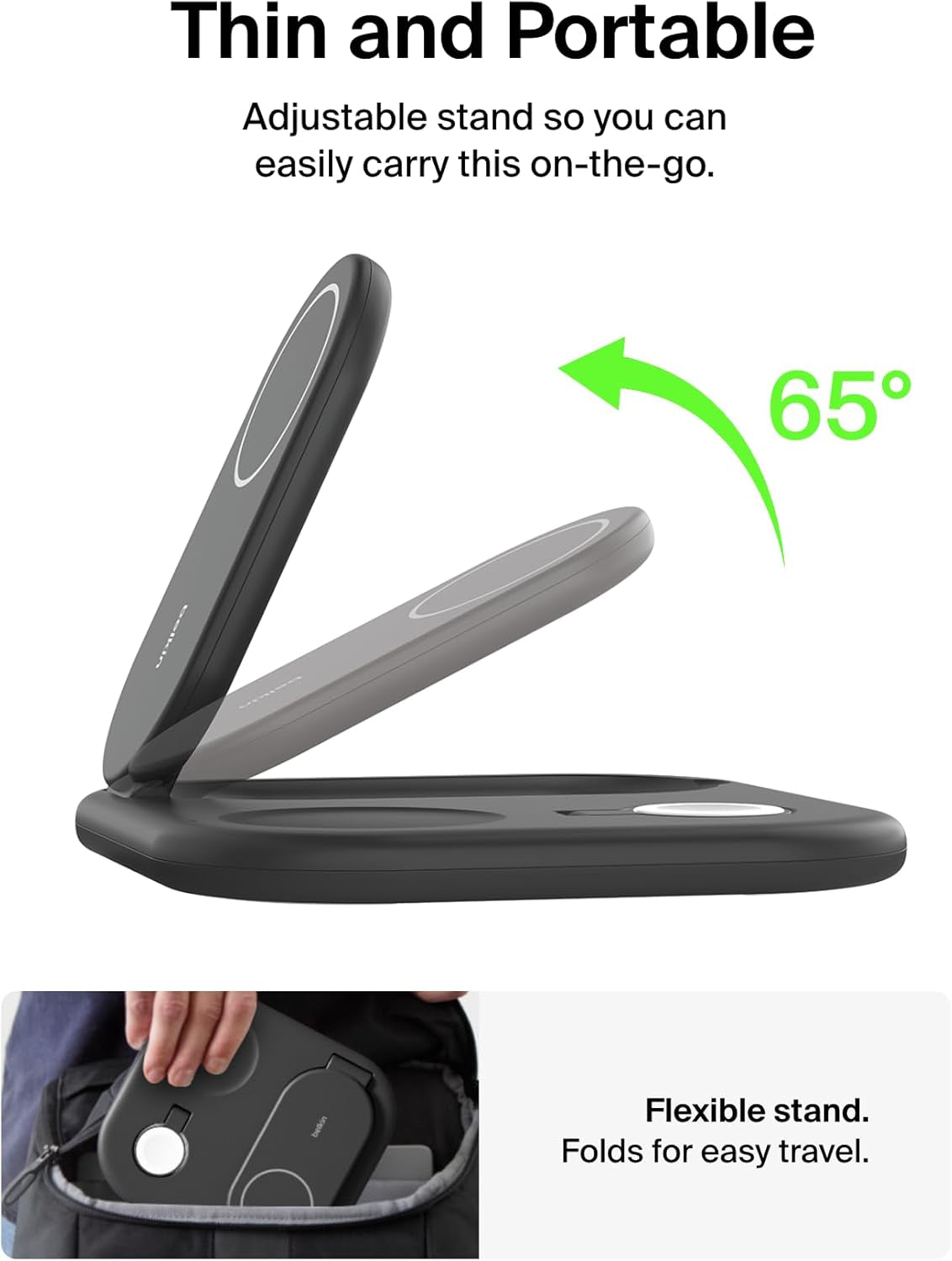 3-In-1 Magsafe-Compatible Iphone Charger - Foldable Magnetic Qi2 Certified, Magsafe Charging Station for Phone, Apple Watch, Airpods - Wireless for Multiple Devices