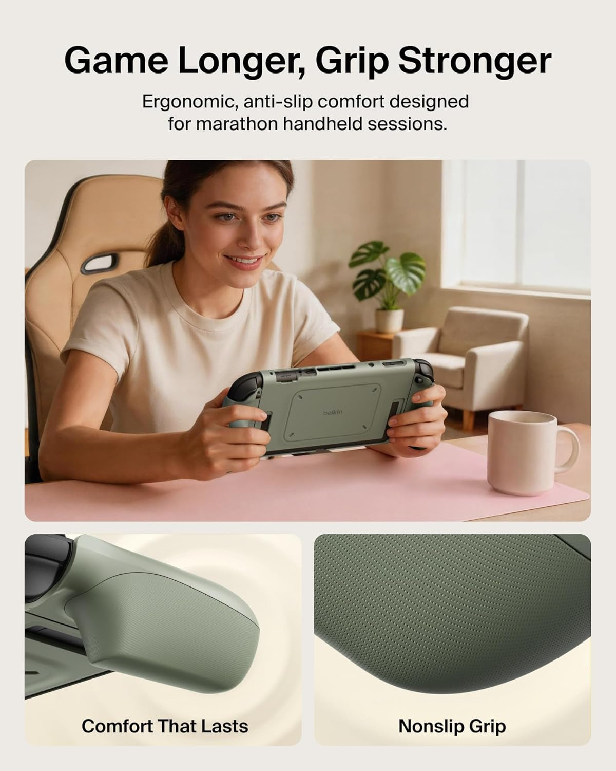 Nintendo Switch 2 Case Grip, Dockable & Quick-Release Design, Ergonomic Non-Slip, Kickstand Compatible Protective Case, Detachable & Comfortable Joy-Con 2 Handheld Grip, Travel Controller Case