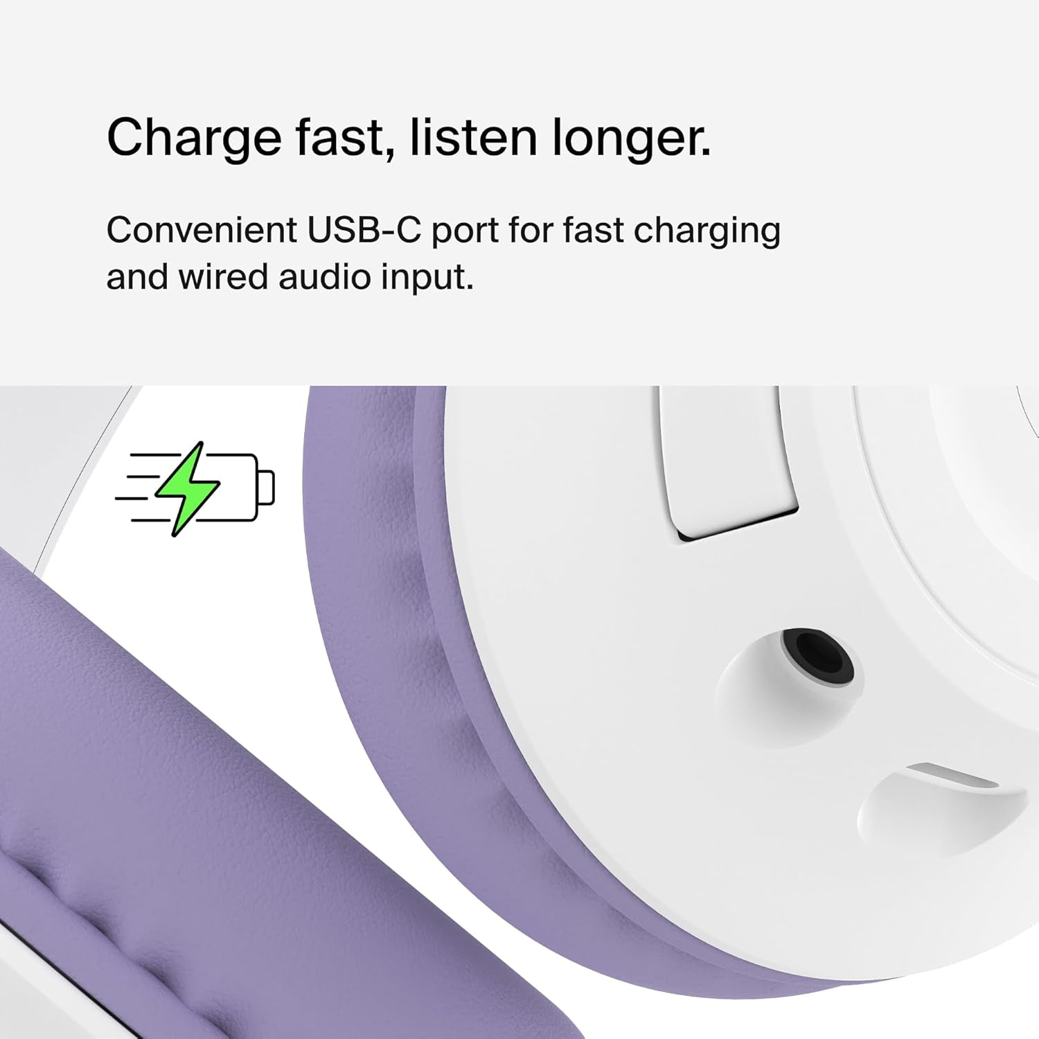 Soundform Inspire Wireless Over-Ear Headset for Kids, Online Learning & Travel W/Built-In Microphone, 85Db Safe Volume Limit, 35H Battery - Compatible W/Iphone, Ipad, Galaxy & More - Lavender