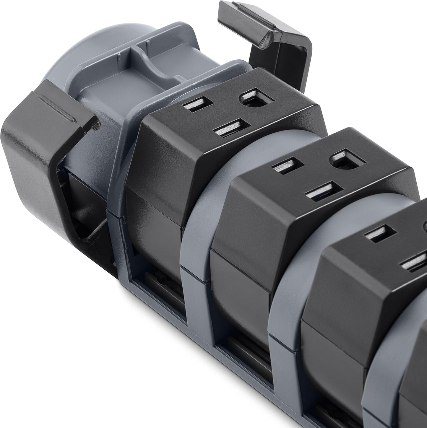 8-Outlet Pivot-Plug Power Strip Surge Protector with 6Ft Cord & Telephone Protection - Surge Protection for up to 8 Devices - 1800 Joules Energy Rating - Gray