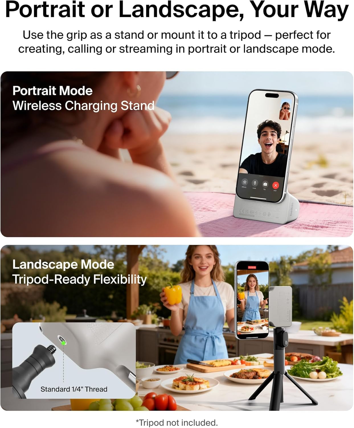 Magnetic Wireless Charging Camera Grip 9300Mah, Power Bank W/Retractable USB C Cable, Bluetooth Connection, Tripod Attachment, LCD Screen, Ergonomic, Portable Charger for Iphone & Smartphones