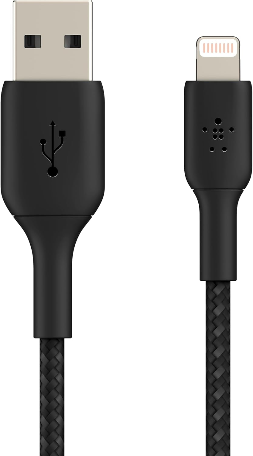 Boostcharge Braided Lightning Cable - 6.6Ft/2M - Mfi Certified Apple Iphone Charger USB to Lightning Cable 6Ft - Iphone Cable - Iphone Charger Cable - Apple Charger - USB Phone Charger - Black
