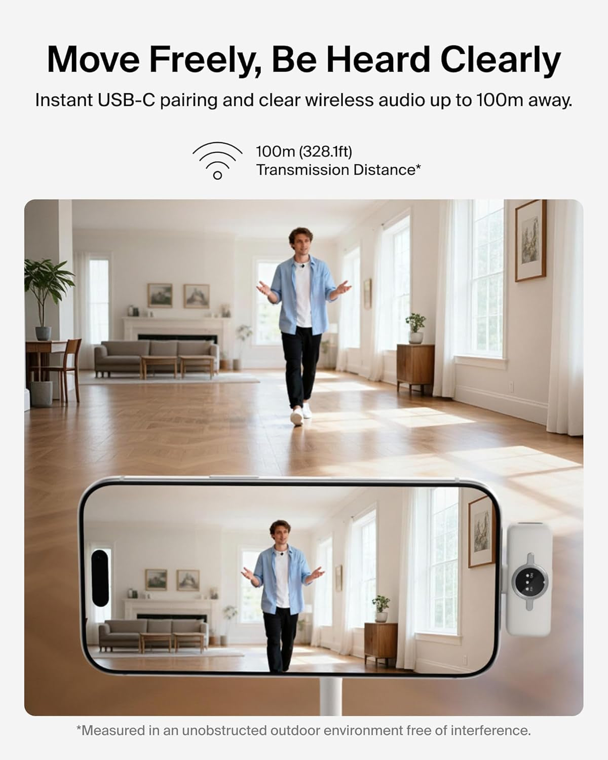 Stage Wireless Mini Microphone, Wearable Clip on Magnetic Mics for Iphone 17/16/15, Android, 24-Bit/48 Khz, Noise Reduction, Dual Lavalier Microphone for Youtube, Vlogging, 36H Battery