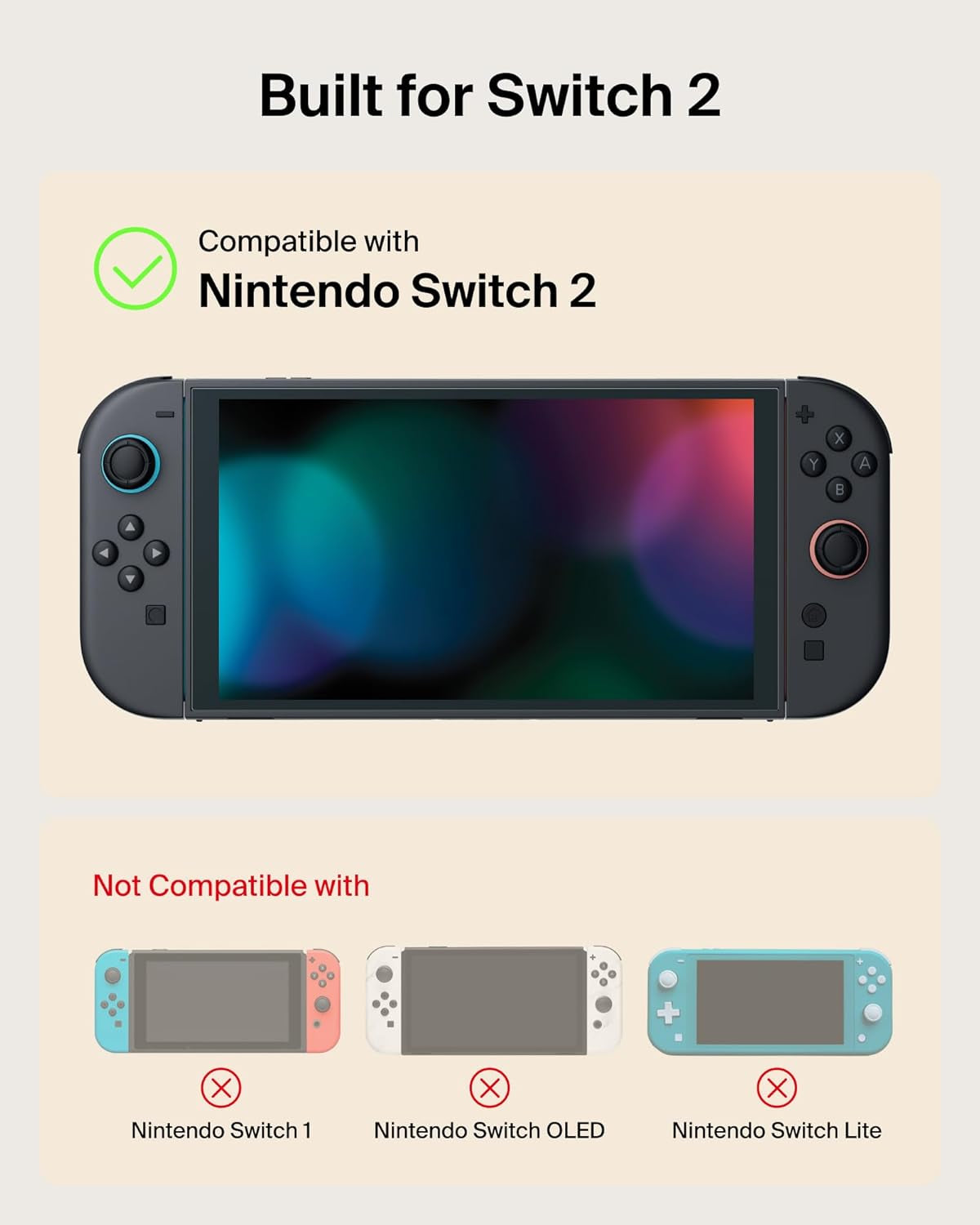 Nintendo Switch 2 Case Grip, Dockable & Quick-Release Design, Ergonomic Non-Slip, Kickstand Compatible Protective Case, Detachable & Comfortable Joy-Con 2 Handheld Grip, Travel Controller Case