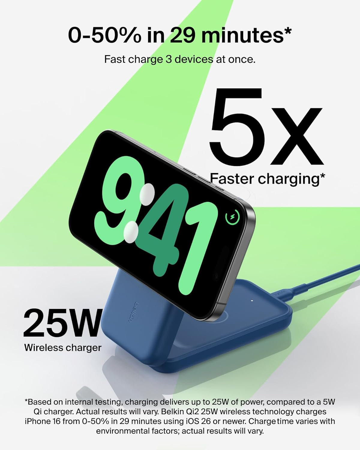 Magsafe Charger Compatible, 3-In-1 Charging Station, Qi2.2 25W Magnetic Wireless Charger Dock, Foldable Charging Stand for Iphone 17/16/15, Apple Watch, Airpods, Pixel 10 (45W Adapter Included)