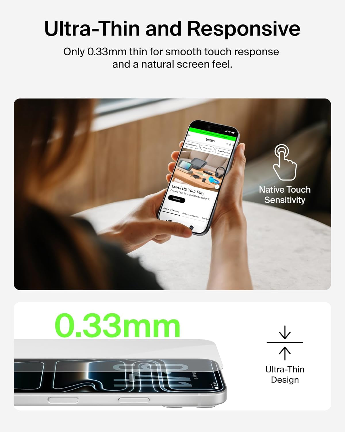 Screenforce Temperedglass Screen Protector for Iphone 17 Pro, Scratch-Resistant Impact Protection W/Included Easy Align Tray for Bubble Free Application, Recycled Glass - 2 Pack