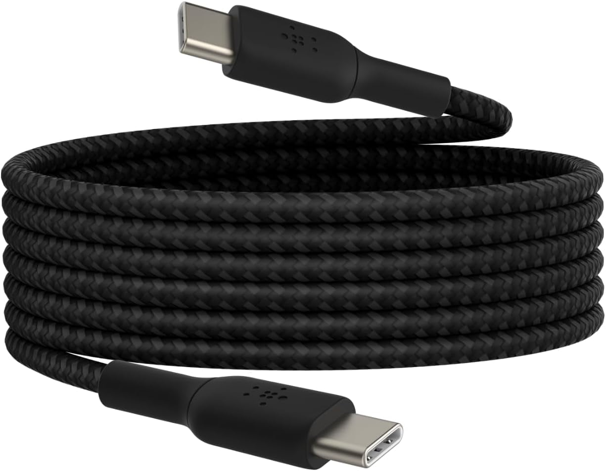Boostcharge Braided USB-C to USB-C Cable (2M/6.6Ft) for Iphone 16, Iphone 16 Pro, Iphone 16 Pro Max, Galaxy S25, S24, Note, Pixel 9 & 8, Ipad Pro, Nintendo Switch 2 & More - Black