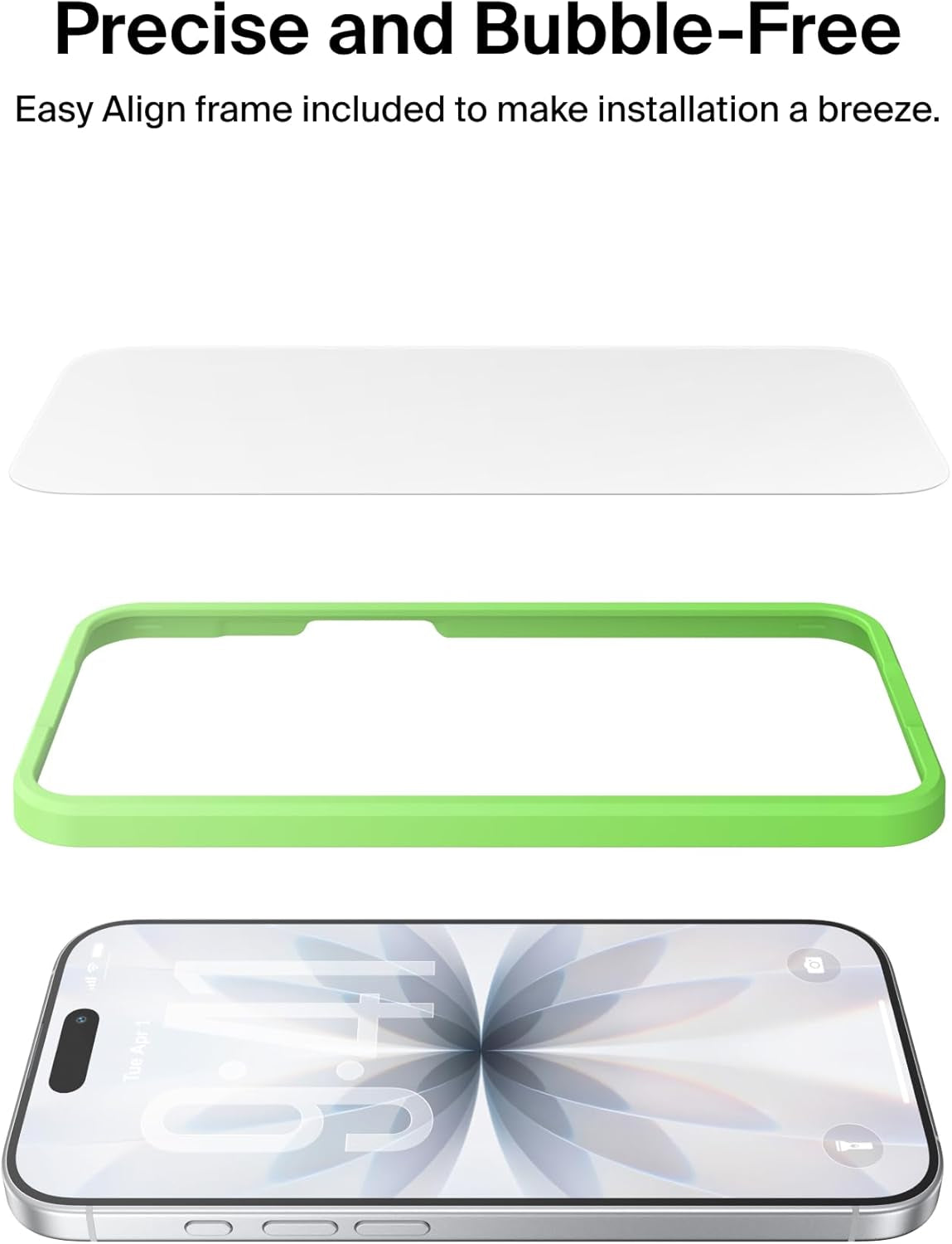 Screenforce Temperedglass Screen Protector for Iphone 17/16 Pro, Scratch-Resistant Impact Protection W/Included Easy Align Tray for Bubble Free Application, Recycled Glass - 2 Pack