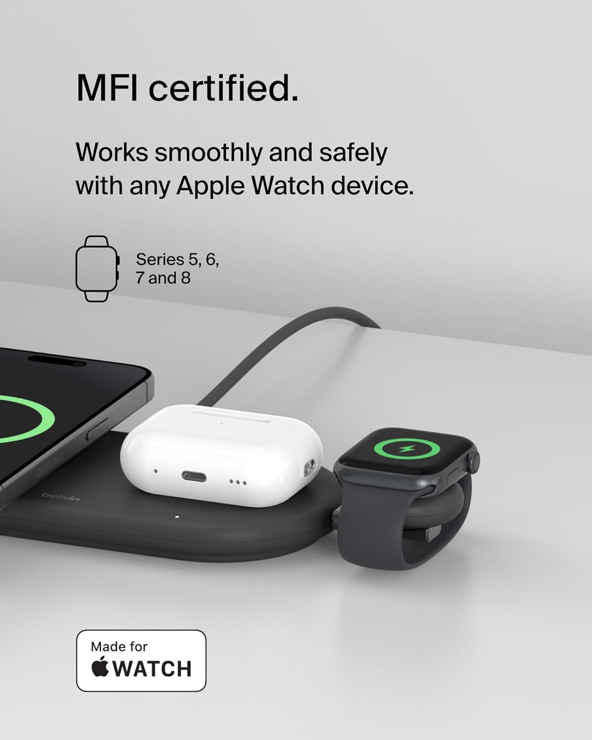 Portable USB-C Apple Watch Charger - Mfi-Certified USB-C Charger for Apple Watch Series 9, 8, 7, Ultra - Compatible with Macbook, Iphone 16 & More - Black