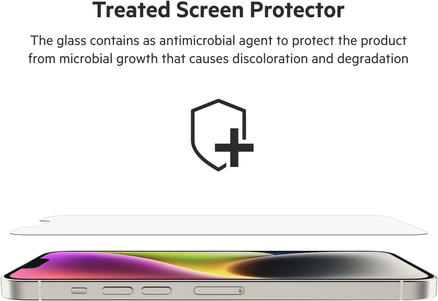 Ultraglass Iphone 14 Plus, Iphone 13 Pro Max Screen Protector - Easy Application with Installation Guide Tray - Crystal Clear Tempered Glass Screen Protector with Antimicrobial-Treated Display