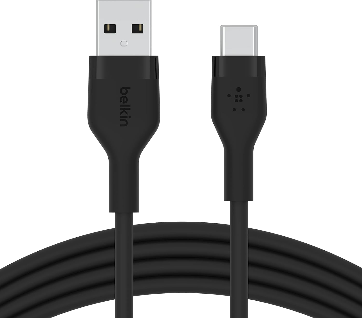 Boostcharge Flex Silicone USB-A to USB-C Cable (2M/6.6Ft) for Iphone 17, Iphone 17 Pro, Galaxy S25, S24, Note, Pixel 9 & 8, Nintendo Switch 2, Carplay & More with Cable Clip - Black