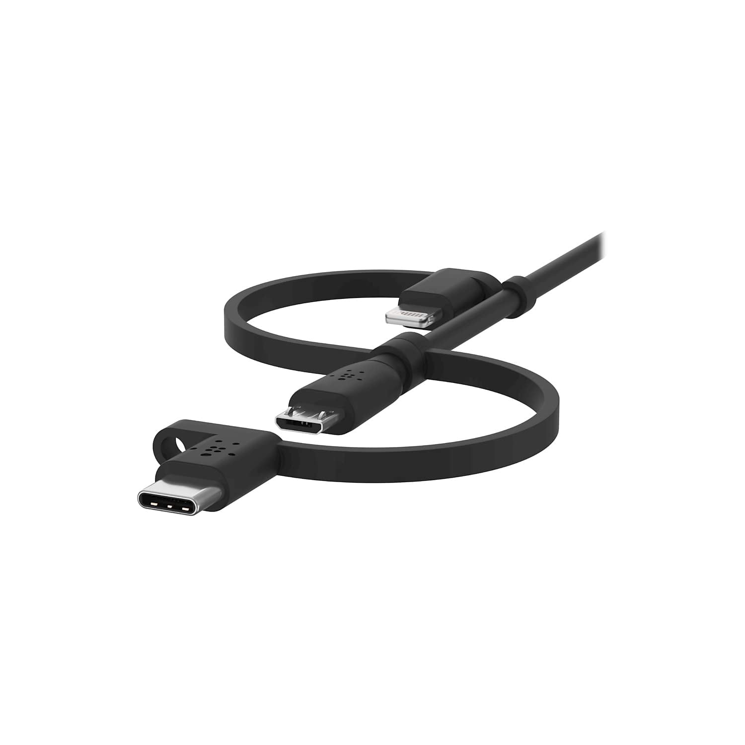 Boostcharge 3-In-1 USB-A to USB-C, Lightning, Micro-Usb Charging Cable (1M/3.3Ft) for Iphone 16, Iphone 16 Pro, Ipad, Galaxy S25, S24, Pixel, Nintendo Switch 2 & More - Black