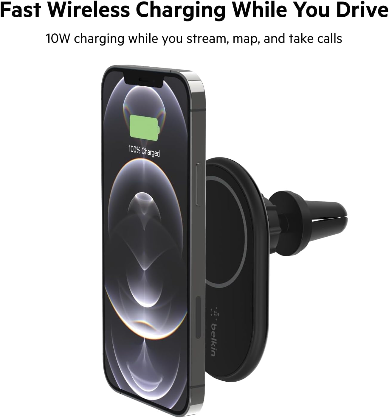 Magsafe-Compatible Magnetic Wireless Car Charger 10W - Wireless Charger, Magnetic Car Vent Phone Mount for Iphone 17, Iphone 16, 15, & 14 Series, Pixel 10 (Power Supply NOT Included) - Black